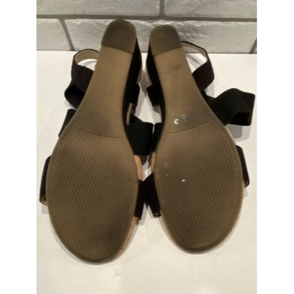 Bandolino Size 7 Open Cork Toe Elastic Strap Wedge Sandal Black - Picture 10 of 11